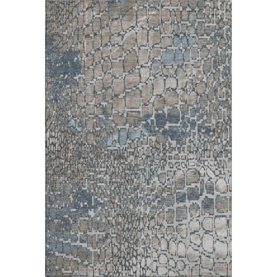 Premium Machine Washable Lukas AMF988 Squares Rug