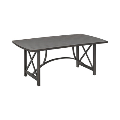 Aluminum Outdoor Dining Table for 6, Rectangle Patio Dining Table with Umbrella Hole, Outdoor Patio Table, All-Weather 6 Person Garden Table for Deck, by Red Barrel Studio