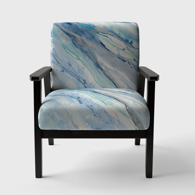 'Hanro - Blue Silver Spring II - Upholstered Modern Lake House Accent Arm Chair