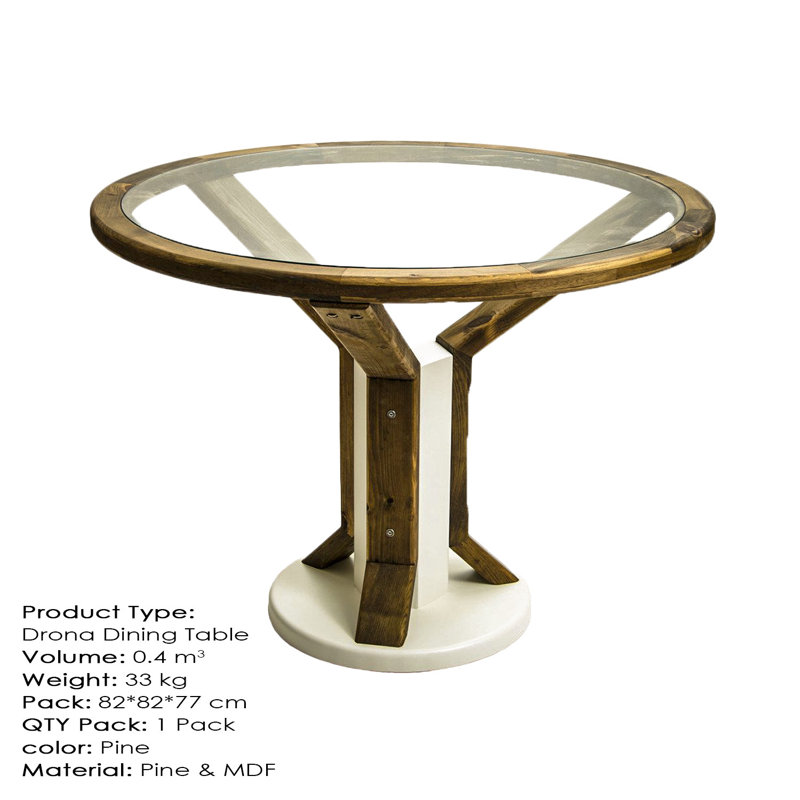 Prweitt Round Dining Table, Pine White/Grey