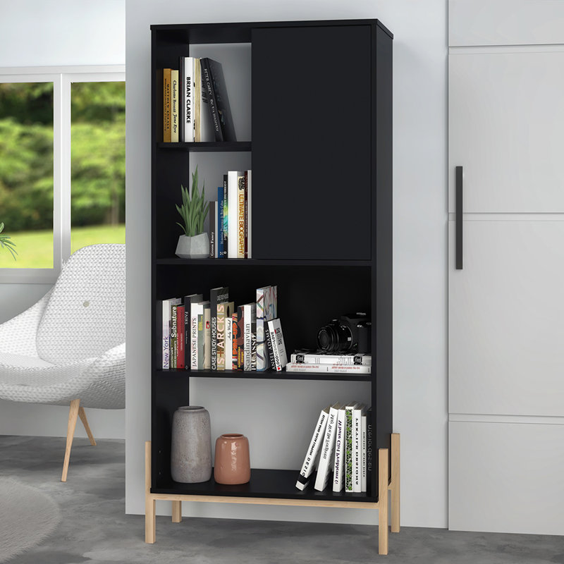 Sasun 153.5cm H x 72.5cm W Standard Bookcase, Black