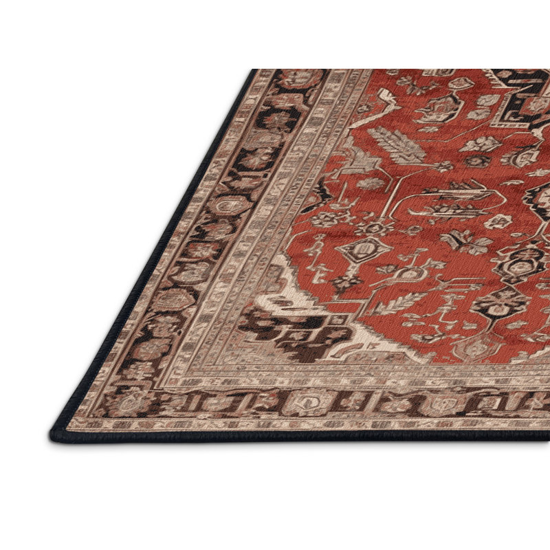 Machine Washable Persian Brown Area Rug, Rectangle 7' x 10'