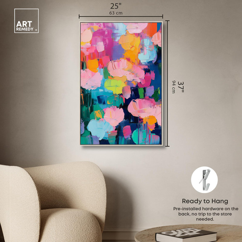 Toile «Glide of Colours» par Art Remedy, Cadre argenté, H 37 po x l 25 po x P 1,2 po