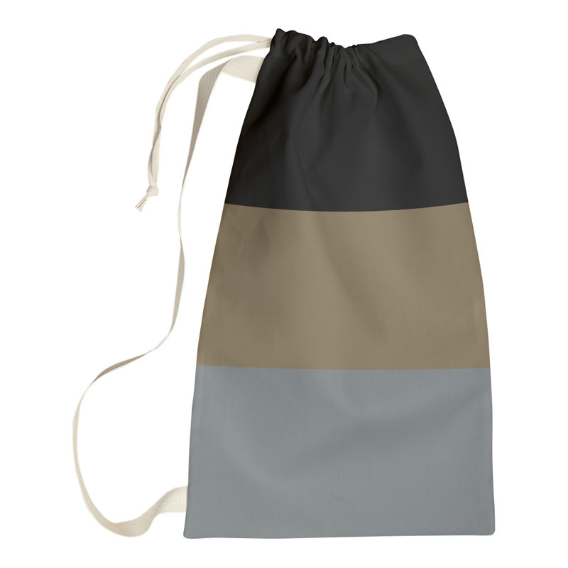 Fabric Laundry Bag with Handles, 29" H x 18" W x 1.5" D, Black/Metallic Gold/Silver