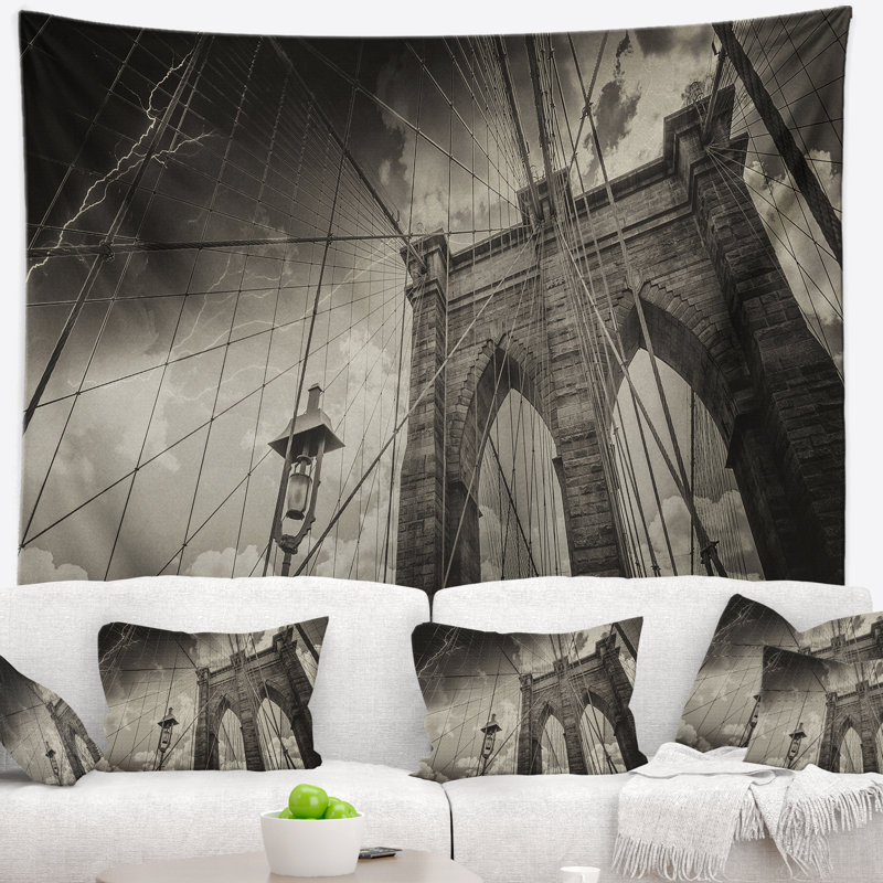 Vue cityscape vers le haut du tapisserie bridge brooklyn, H 50 po x l 60 po