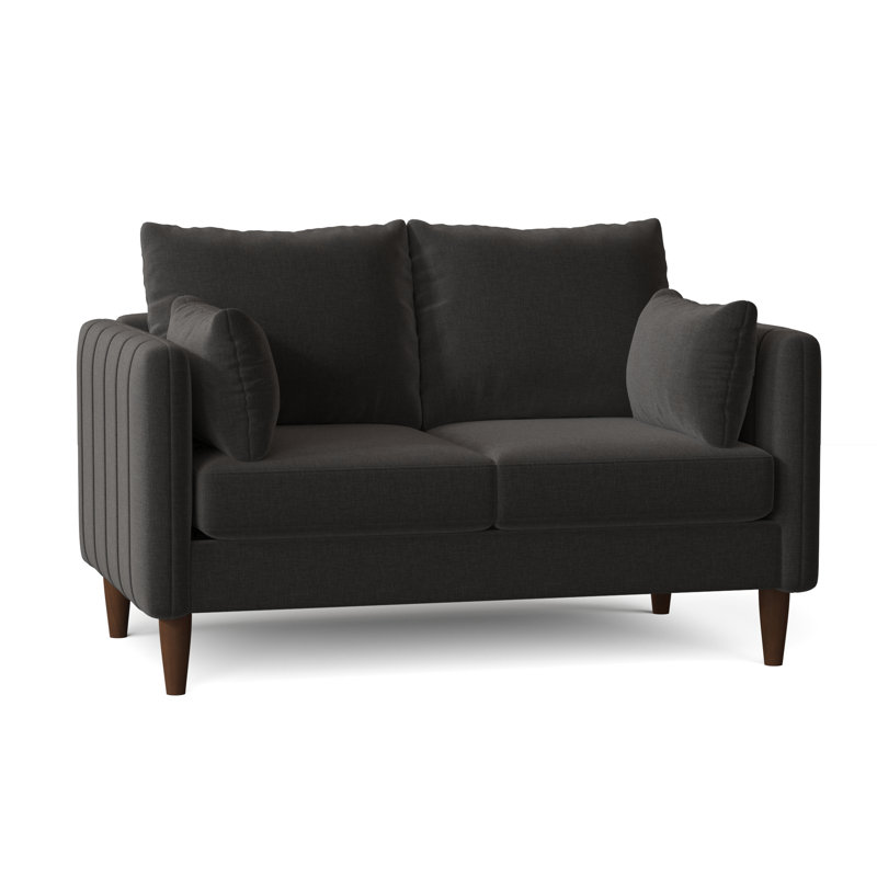 Kaveen Upholstered 58'' Loveseat, Walnut, Bennett Charcoal Performance