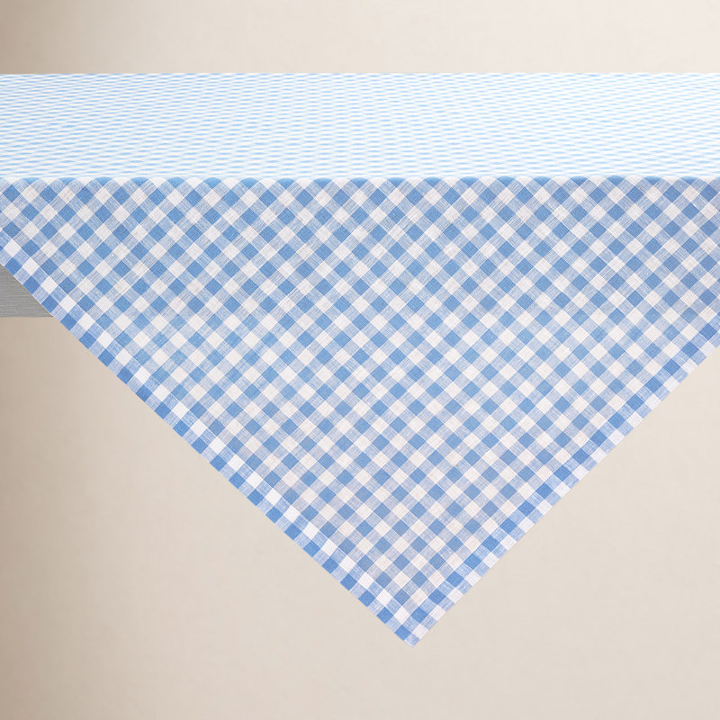 Gingham Check - 100% Pure Linen Tablecloth, Blue Bell, 120" x 60"