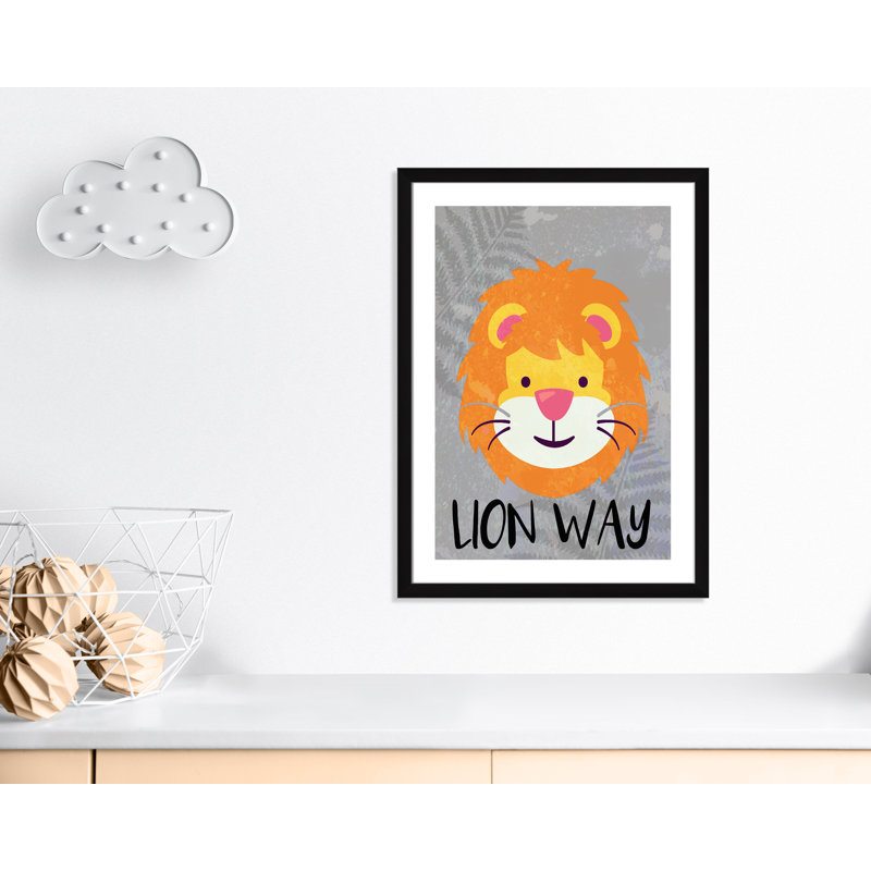 Impression sur papier Lion Way, H 34,5 po x l 24 po x P 0,6 po, Encadré plat noir