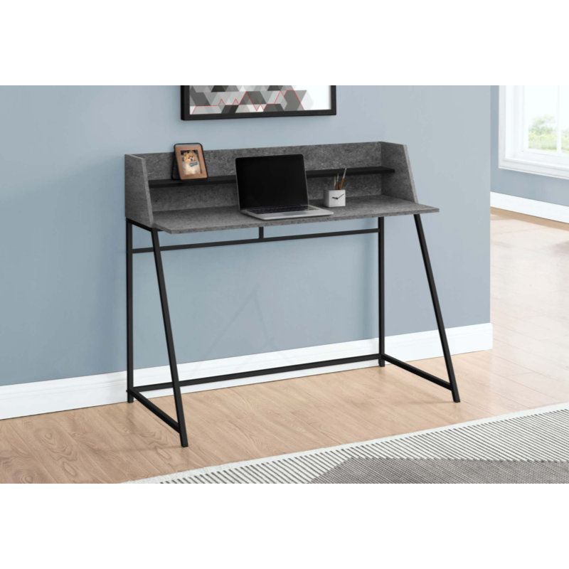 Bureau d'ordinateur, bureau personnel, ordinateur portable, tablettes de rangement, travail, métal stratifié aspect pierre, contemporain, moderne