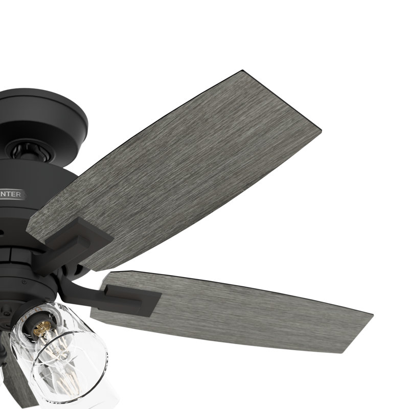 Gatlinburg Easy Install 5-Blade Standard Ceiling Fan With Lights and Remote, Matte Black, 44"