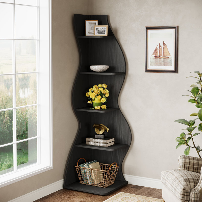 Arhab Corner Bookcase, Black