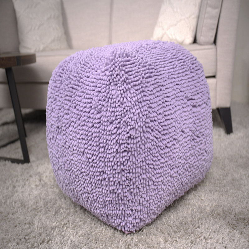 Repose-pieds pouf carré en microfibre lavande