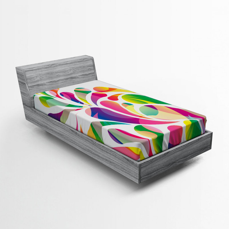 Twin Multicolor Microfiber Fitted Sheet and Pillowcase Set
