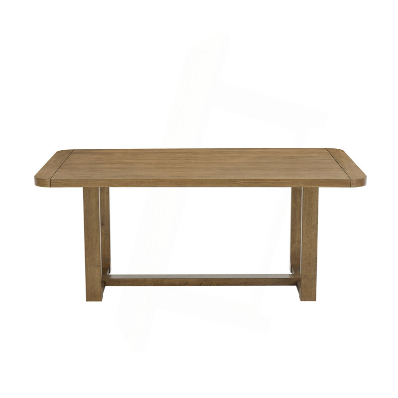 Parker Dining Table, Trestle Base, Light Oak, Light Oak, Solid/Manufactured Wood