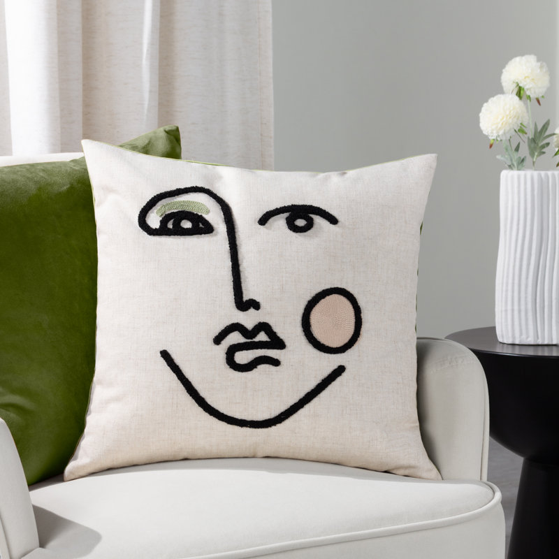 Cleo Abstract Square Cushion, Cream