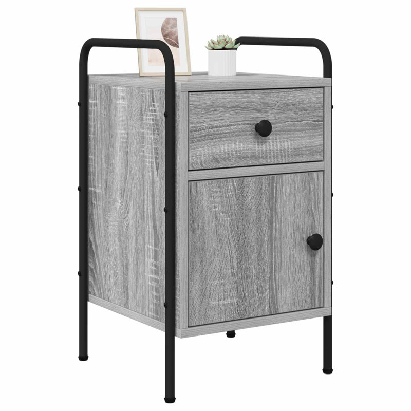 35 cm W Bedside Table, Grey Sonoma