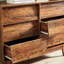 Commode double à 6 tiroirs rétro de style rétro biseauté, brune, 47,3 pouces de largeur, pour l'organisation de la chambre de bébé, style, rangement dans le couloir-121371474