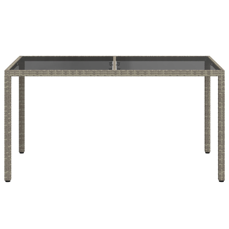 Millgrove Glass Outdoor Dining Table 90 cm D, 75cm H x 150cm W x 90cm D, Transparent, Grey