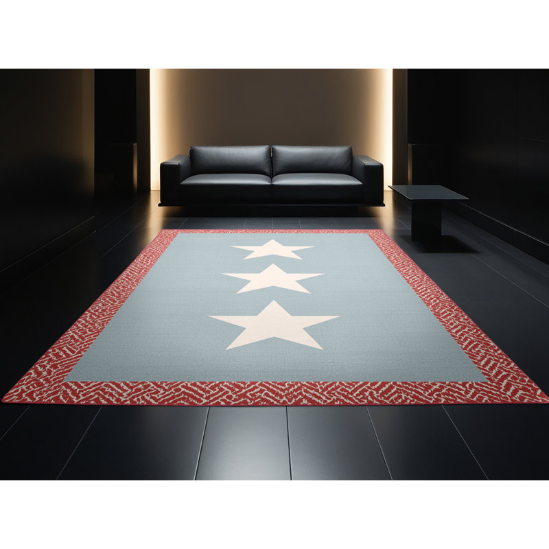 Soft Plush Espitia July 4Th Modern & Contemporary Abstract Area Rug in Gray – Rose Binding, 6x9