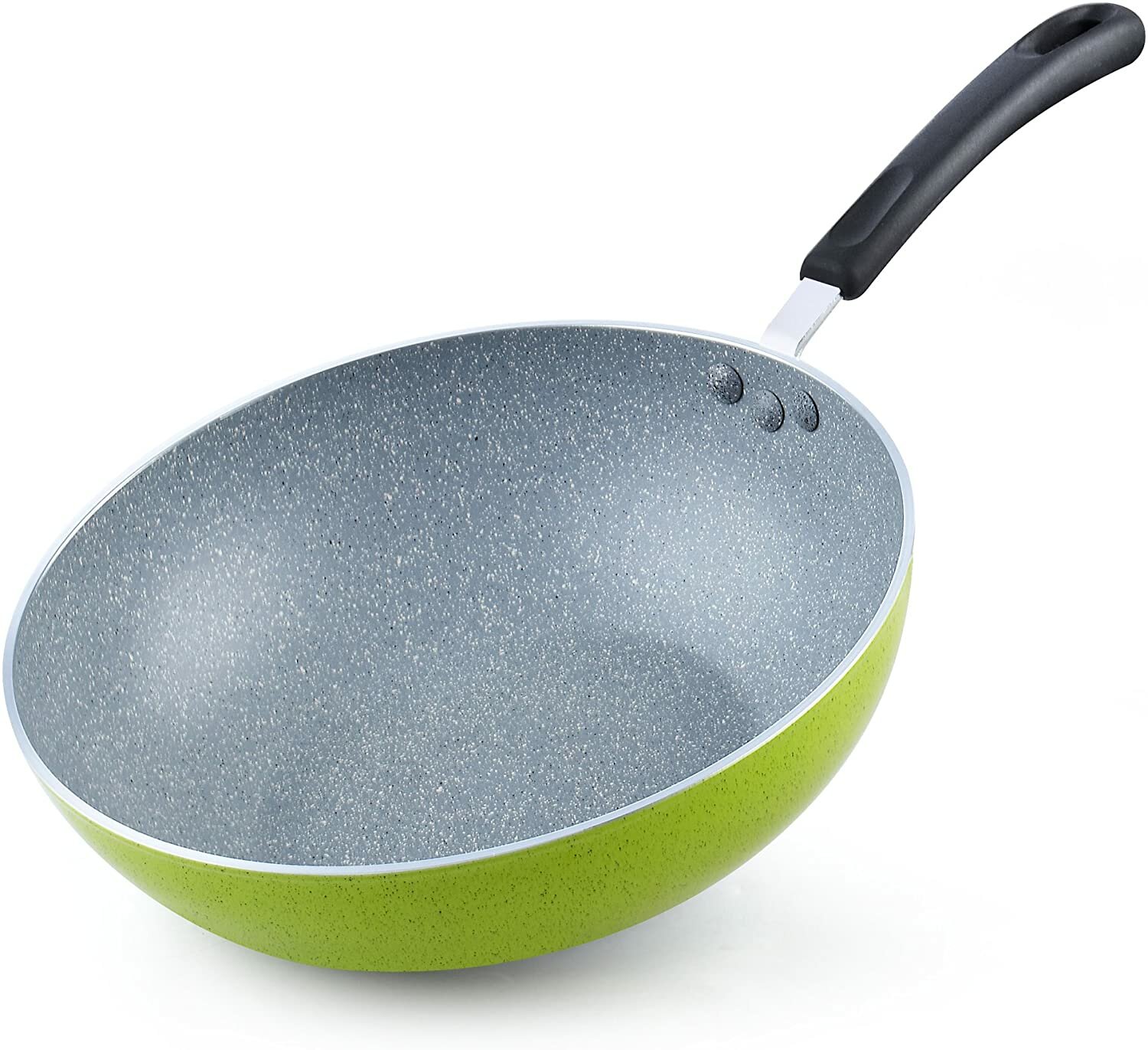 Ceramic Marble Coated Non Stick Cast Aluminium Wok with Lid, 34 cm (13  inches)