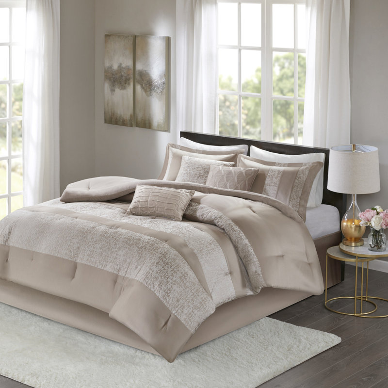Édredon en chenille Taupe Luxury - 7 pièces pour très grand lit