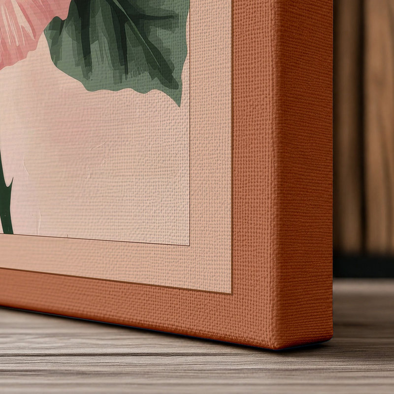 Hibiscus in Bloom Botanical - Wrapped Canvas, 18x12 - 45.7 x 30.5 cm, Terracotta Border