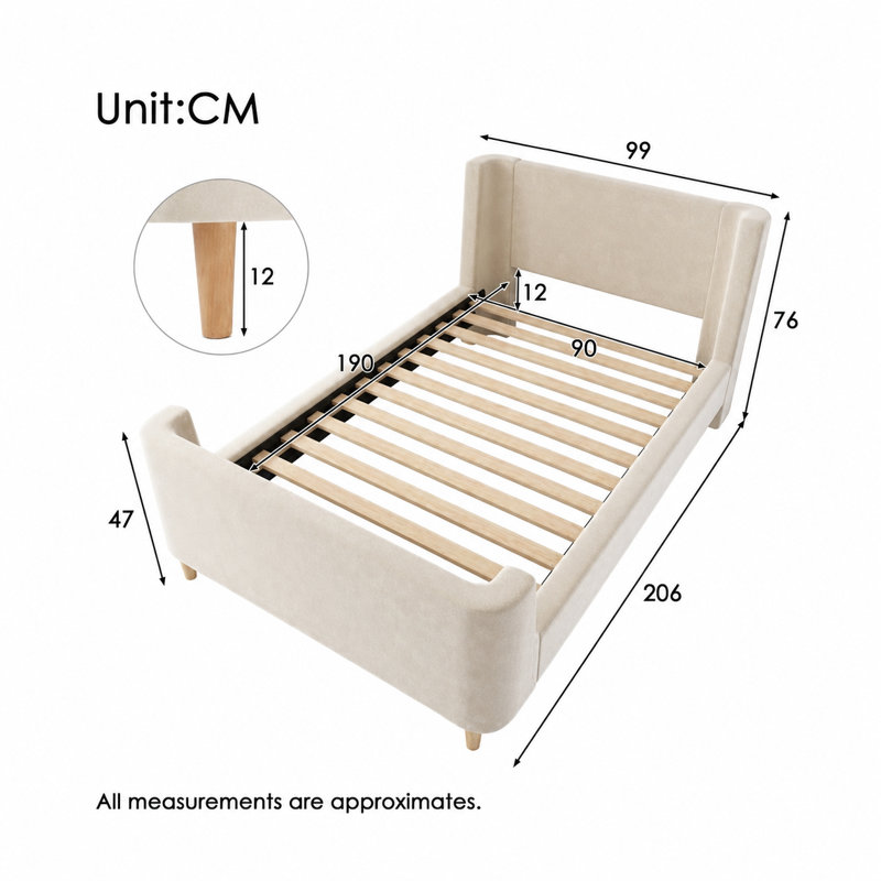 Bed, Beige