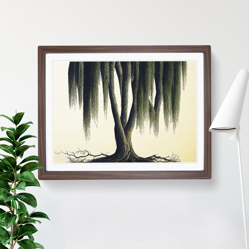 Sensational Weeping Willow Tree - Framed Print, 25cm H x 34cm W x 2cm D, Walnut 