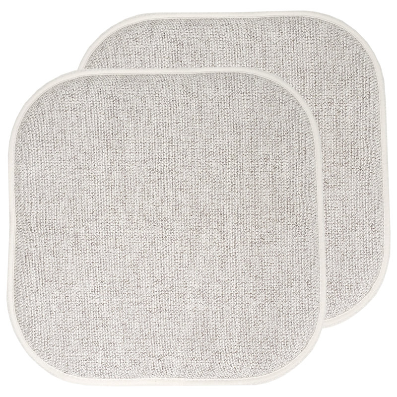 Alexis Memory Foam No Slip Back 16" x 16" Chair Pad Cushion, Cream/Brown, 2-Pack