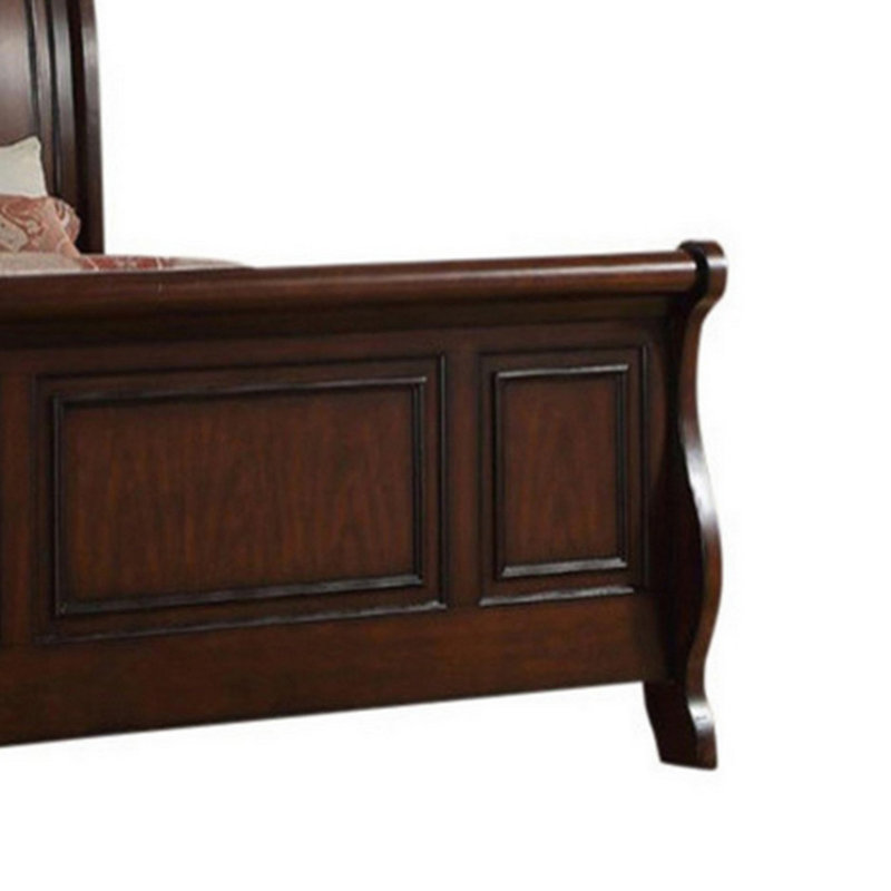 Ensemble de chambre pour très grand lit, bois brun, ensemble de 3 pièces avec 2 tables de chevet, King