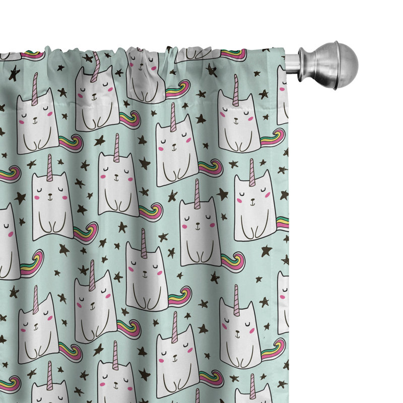 Cat Semi-Sheer Rod Pocket Curtain Panels, 28" x 84"