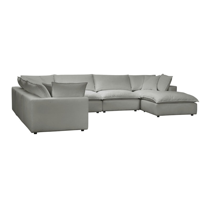 Ellaria Upholstered U-Shaped Sectional Reversible, Light Grey