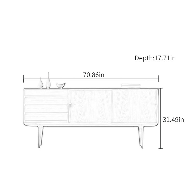 Meuble télé rétro en bois massif, 70.86"