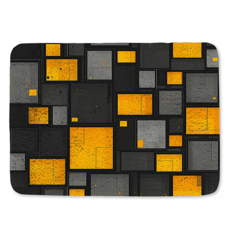 Abstract Rectangles Bath Mat Graphics Bathroom Decor Industrial, 24" L x 17" W