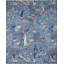 Birds Collection, Contemporary, Transitional Hand Knotted Wool Area Rug in Blue