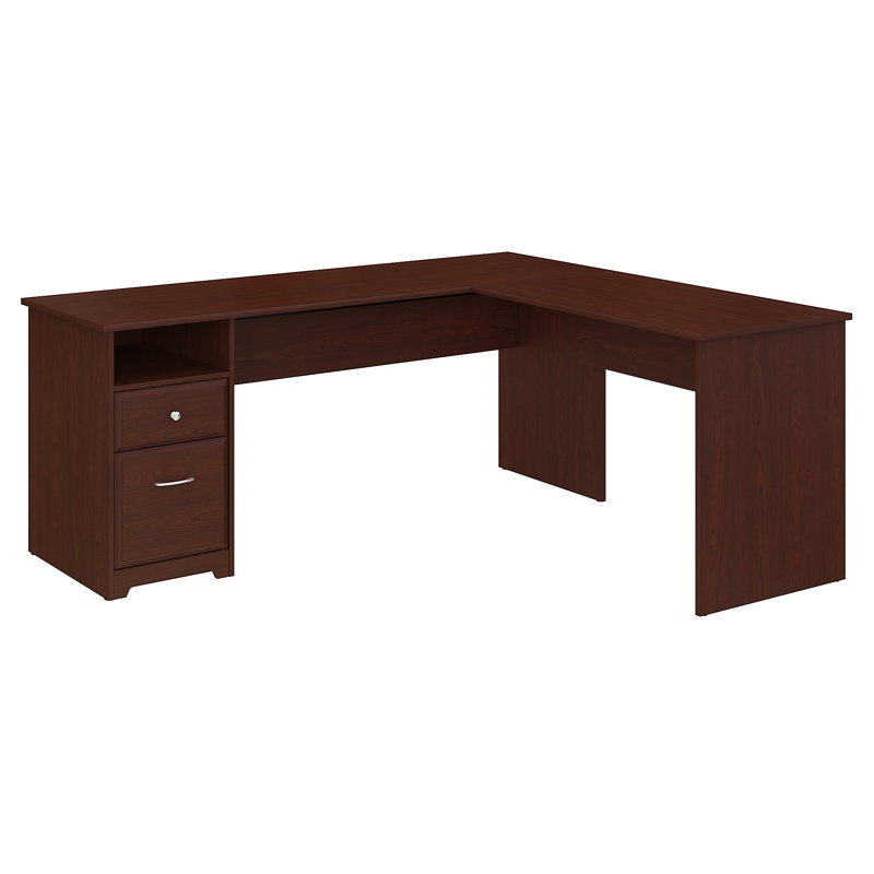 Ozro L-Shaped Executive Desk, Harvest Cherry, 30" H x 72" W x 65.2" D