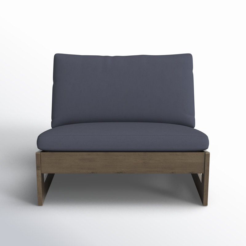 Louise Acacia Gray Outdoor Armless Lounge Chair with Dark Gray Cushion