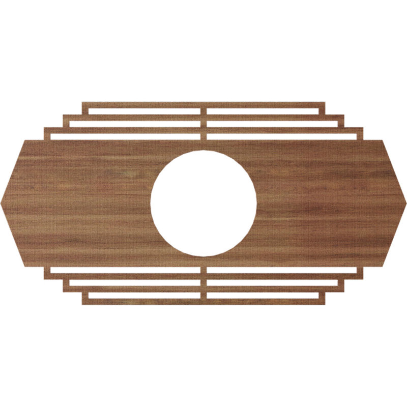 Médaillon de plafond en bois Chrysler, Noyer, H 9 po x l 18 po x P 0,25 po