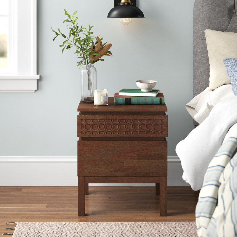 Behling 50cm W Solid + Manufactured Wood Bedside Table, Brown