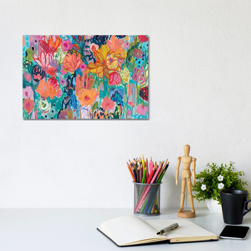 Exhalation II by Carrie Schmitt - Wrapped Canvas Painting, 20.32 cm H x 30.48 cm W, Blue/Coral/Pink