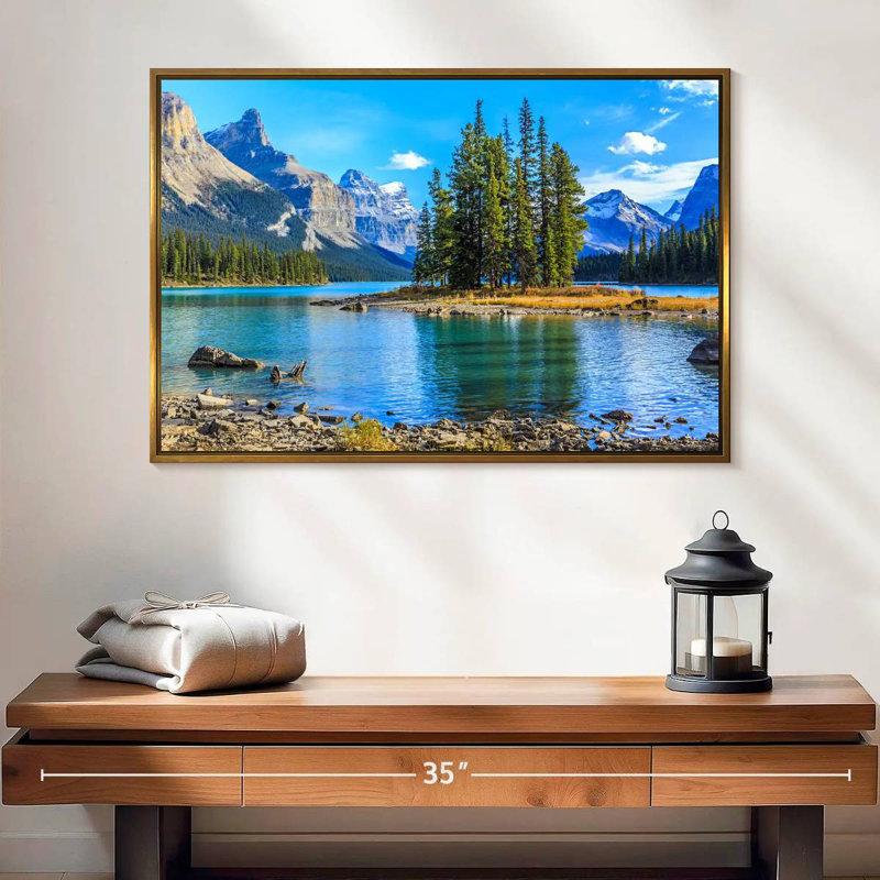 Lac Maligne, 25 po x 17 po, Cadre flottant doré