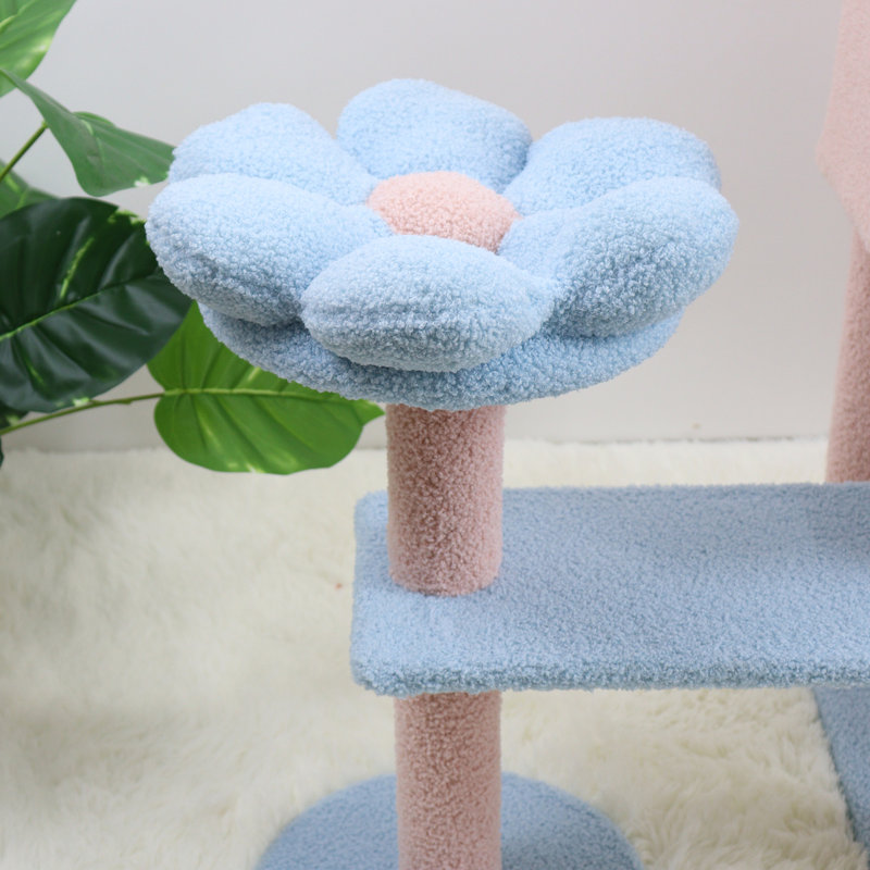 71 inch flower cat tree, Bleu