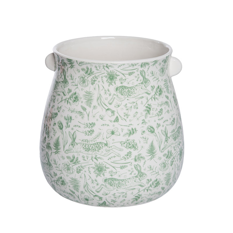 Dolomite Rustic Pattern Easter Planter, Planter Pots, White, Ceramic, Easter, Garden