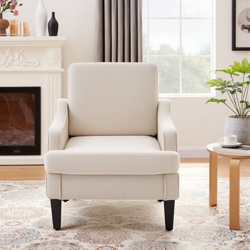 Fauteuil d'appoint rembourré en chenille Mordern And Chic Design, Beige