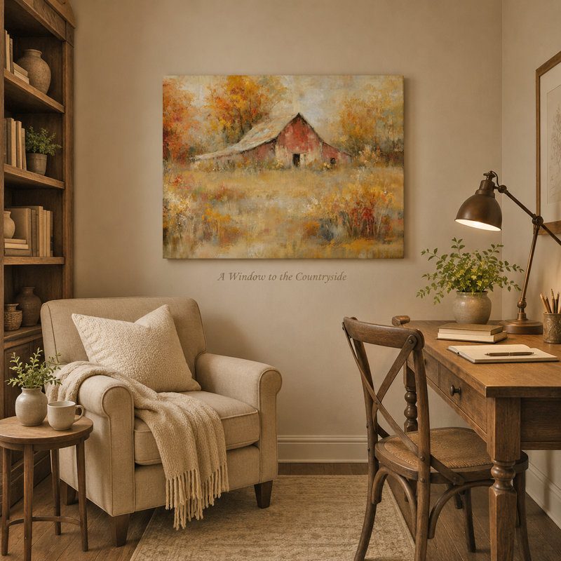 Art mural sur toile patiné, 30"H x 40"W x 1.5"D