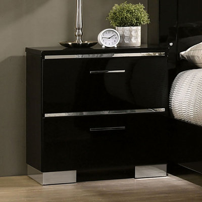 Table de chevet avec USB, noir