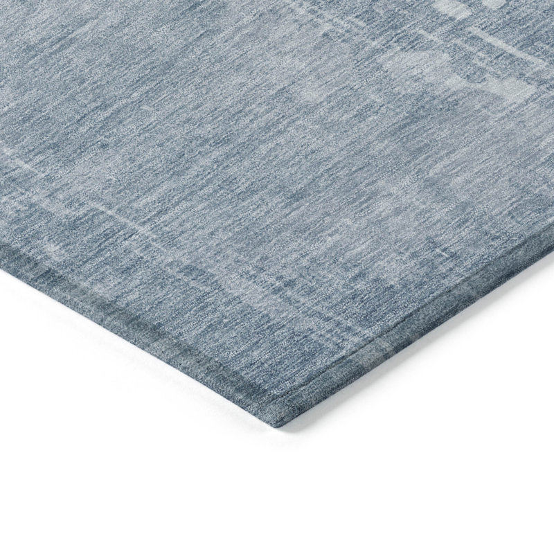 Tapis intérieur rond lavable abstrait bleu ciel 8 pi