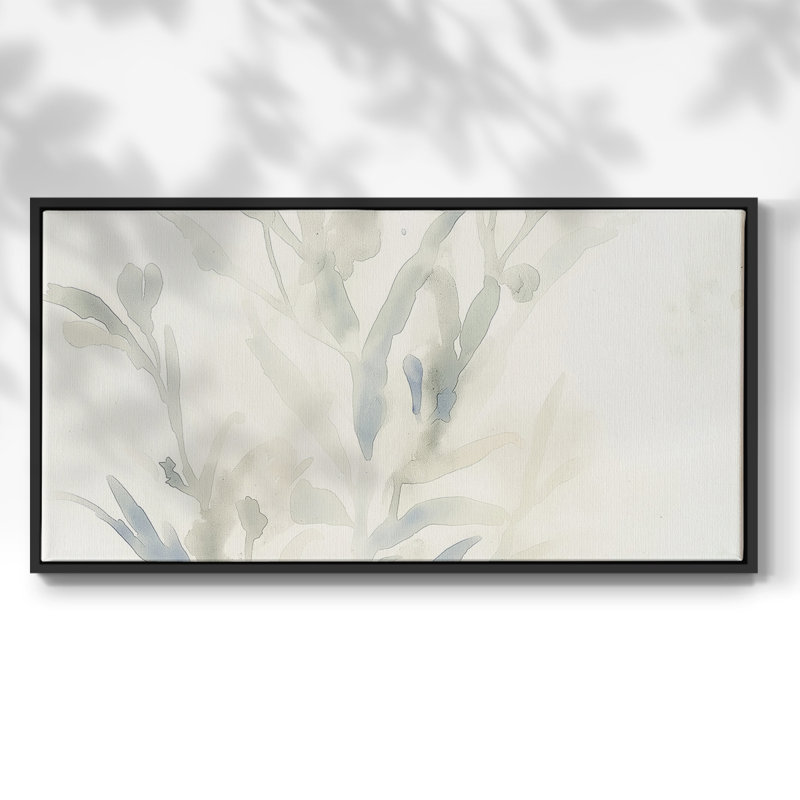 Botanical Series-CCSCXX- Toile tendue avec châssis tendue, prête à être accrochée, H 17 po x l 33 po, Noir