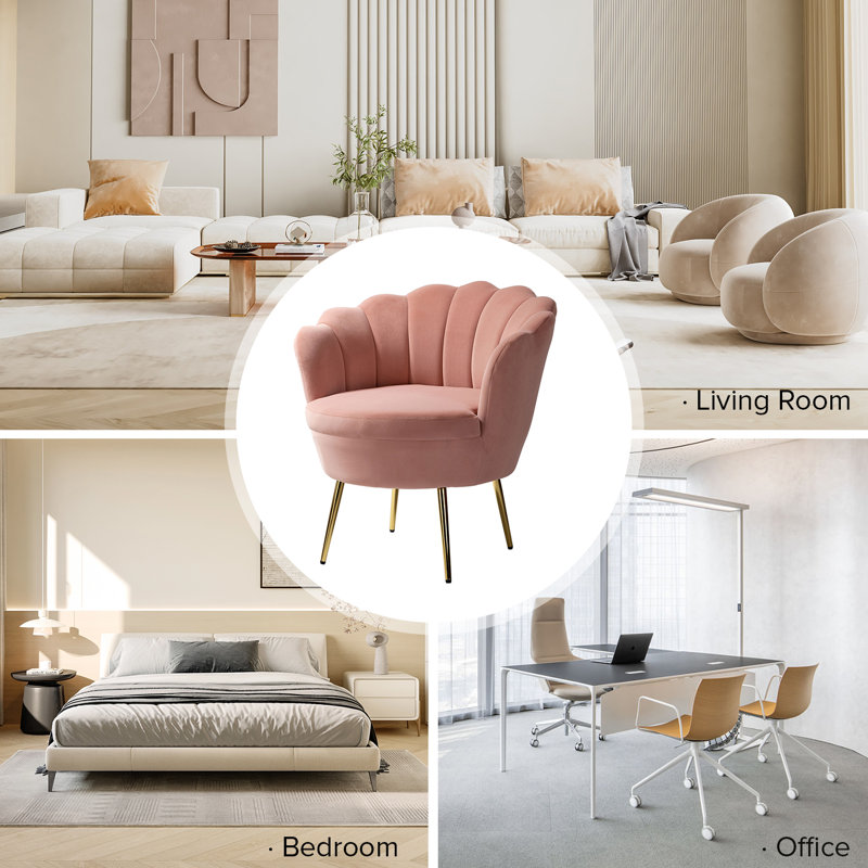 Fauteuil demi-tonneau en velours 30 po Hendrix, Rose