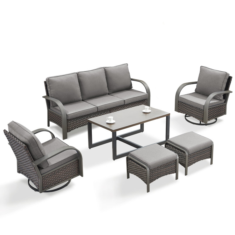 Ensemble de mobilier d'extérieur 5 pièces avec chaises pivotantes Bobra, Gris
